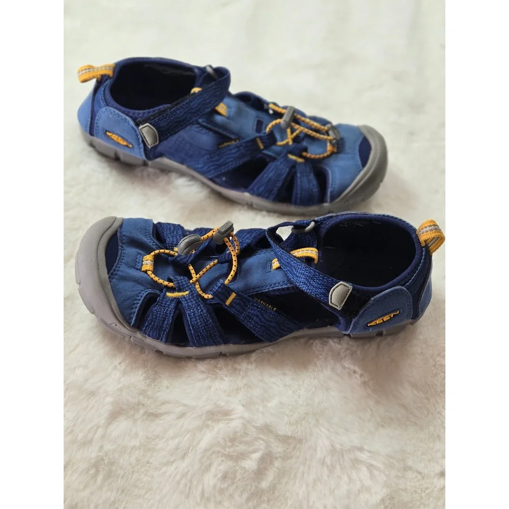 Keen Seacamp II CNX Blue Yellow Water Sandals Size 6 EU 38 Men Boys Outdoor